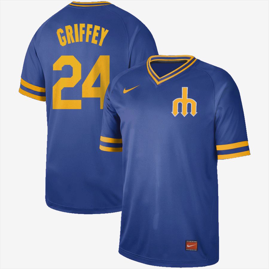 2019 Men MLB Seattle Mariners #24 Griffey blue Nike Cooperstown Collection Jerseys->atlanta braves->MLB Jersey